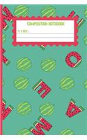 Composition Notebook: Watermelon gifts: cute & elegant Keppel colored pattern college ruled lined paper to write in.