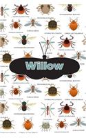 Willow: Bug Insects Personalized Name Notebook Journal Diary Sketchbook with 120 Lined Pages 6x9
