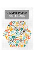 Graph Paper Notebook 1/4 Inch Gray Squares Size 8.5x11 Inches 120 Pages