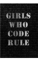 Girls Who Code Rule Notebook (7 X 10 Inches): A Classic 7x10 Inch Ruled/Lined Notebook/Journal with Black and Silver Binary Design Cover