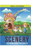 Scenery Coloring Book For Adults: Adult Coloring Book with Stress Relieving Scenery Coloring Book Designs for Relaxation