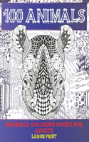 Mandala Coloring Books for Adults Large Print - 100 Animals