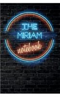 The MIRIAM Notebook: Vintage Blank Ruled Personalized & Custom Neon Sign Name Dotted Notebook Journal for Girls & Women. Wall Background. Funny Desk Accessories. Retro B