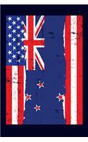 Kiwi American Flag Notebook: 6x9 college lined notebook to write in with the flags of New Zealand and the United States