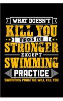 What doesn't kill you makes you stronger except Swim practice Swimming practice will kill you