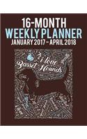 2017-2018 Weekly Planner - Wordcloud Basset Hound