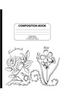 Composition Notebook with Vintage Coloring Flower