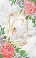 C: Cute Initial Monogram Letter: College Ruled Notebook ( Size 8.5 X 11 ) Perfect For Women And Girl Design letters with flowers and background with Fl