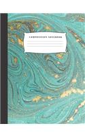 Composition Notebook: Aqua Blue and Gold Marble Blank Lined College Ruled Writing Notes Journal