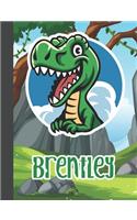 Brentley: Wide Ruled Composition Notebook Dinosaur Boys Kids Personalized Journal for School Supplies - 110 pages 7.44x9.269