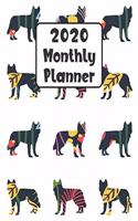 2020 Monthly Planner: Siberian Husky Dog - 12 Month Planner Calendar Organizer Agenda with Habit Tracker, Notes, Address, Password, & Dot Grid Pages