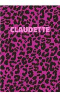 Claudette: Personalized Pink Leopard Print Notebook (Animal Skin Pattern). College Ruled (Lined) Journal for Notes, Diary, Journaling. Wild Cat Theme Design wi