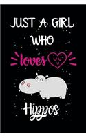 Just A Girl Who Loves Hippos: A Great Gift Lined Journal Notebook For Hippos Lovers.Best Idea For Thanksgiving/Christmas/Birthday Gifts