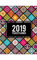 2019 Yearly Planner: Colorful Boho Mandala, 8.5" X 11" Calendar Schedule Organizer, Daily/Weekly/Monthly/Yearly Planner, Daily to Do List, Schedule Planner, Agenda Plann