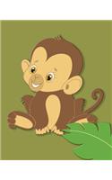 120 Page Handwriting Book: College Ruled Notebook Composition Book Diary Baby Monkey Green