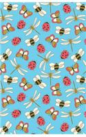 Journal Notebook Dragonflies, Bees and Ladybugs Pattern - Blue: 162 Lined and Numbered Pages With Index Blank Journal For Journaling, Writing, Planning and Doodling.(56 Lined Journal)
