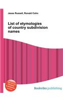 List of Etymologies of Country Subdivision Names