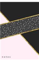 Notes: College-Ruled Lined Notebook Journal - Pretty Pink, Black + Gold Abstract(1 Pretty Notebooks)