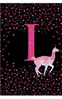 I: Letter I Monogram Watercolor Llama Notebook & Journal