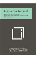English Lyric Poetry, V3