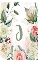 Planner Undated 6"x9" - Green Cream Floral Design - Initial J: Non-dated Weekly and Monthly Day Planner, Calendar, Organizer for Women, Teens - Letter J