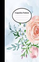 small floral coposition notebook, floral composition notebook for girls, watercolor composition notebook - 120 Pages - 7.5 x 9.25