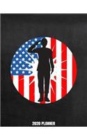 2020 Planner: Weekly Planner January 2020 - December 2020 Calendar Agenda Daily Schedule - USA Flag Soldier Saluting - Military Support Veteran American