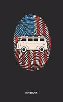 Notebook: Dotted Lined USA Van Themed Notebook (6x9 inches) ideal as a fingerprint American Flag Journal. Perfect as a Campervan Vantasy Book for every Camper