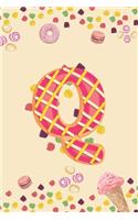 Q: Monogram Initial Q Notebook Pretty Sweet Doughnut Snack & Candy Blank Lined Paper Journal Gift for Girls and Boys
