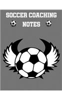 Soccer Coaching Notes: For soccer coaches to use to plan games - Includes a pitch diagram to sketch out strategies and room for coaching notes.