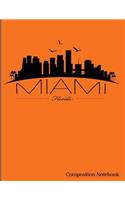 Miami Florida Composition Notebook: Miami Florida Composition Notebook - 8.5 x 11 - 200 pages (100 sheets) College Ruled Lined Paper. Glossy Orange Cover.