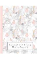 Composition Notebook: Composition Notebook for Animal Lovers - Wide Ruled 7.44 X 9.69 - Delicate Pink Unicorn Print