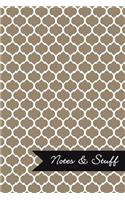 Notes & Stuff - Lined Notebook with Khaki Moroccan Trellis Pattern Cover