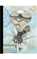 Steampunk Air Balloon Composition Notebook - 5x5 Quad Ruled: 7.44 x 9.69 - 200 Pages - Graph Paper