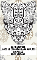 Libros de colorear para adultos - Arte vintage - Animales - Gato salvaje