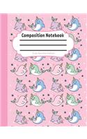 Composition Notebook: Cute Narwhal Edition: Single Subject, School Writing Journal, Blank Lined Book