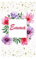 Emma: Cute Personalized Name Journal Notebook Diary to write in - flowers and stars