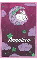 Annalisa: personalized notebook sleeping bunny on the moon with stars softcover 120 pages blank useful as notebook, dream diary, scrapbook, journal or gift id