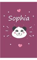 Sophia: A cute personalized panda notebook/ diary for girls and women, with 100 lined pages in 6x9 inch format. Personal Diary Personalized Journal Customiz