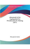 Aktenstucke In Der Angelegenheit Des Privatdocenten Dr. Duhring (1877)