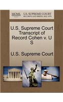 U.S. Supreme Court Transcript of Record Cohen V. U S