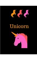Unicorn: Paperback composition Notebook for kids, wide ruled paper 8.5"× 11" 110 pages