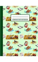 Composition Notebook: Sushi Pattern Cover Design - Wide Ruled - 120 Blank Lined Pages - 8.5" X 11" - Matte Finished Soft Cover