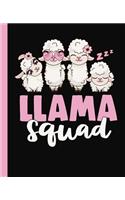 Llama Squad Notebook: Black Llama Notebook For Girls