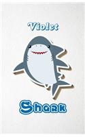 Violet Shark A5 Lined Notebook 110 Pages: Funny Blank Journal For Family Baby Shark Birthday Sea Ocean Animal Relative First Last Name. Unique Student Teacher Scrapbook/ Composition Great Fo