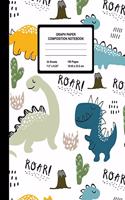 Graph Paper Composition Notebook: Quad Ruled 4 Squares Per Inch Sheets, Math and Science Grid Note Book for Elementary Students, Roaring Dinosaurs