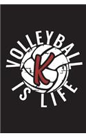 K Monogram Initial Volleyball Journal: Personalized Volleyball Gift, 6x9 lined blank notebook, 150 pages, journal to write in for journaling, notes, or inspirational quotes, paperback com