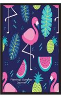 Flamingo Summer Journal: Flamingo Watermelon Pineapple Summer Gift Notebook