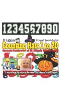 Counting Hats 1 to 20. Bilingual Spanish-English