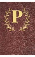 P: Executive Monogram Initial Journal (Vintage Leather Look Personalized Letter Notebooks)